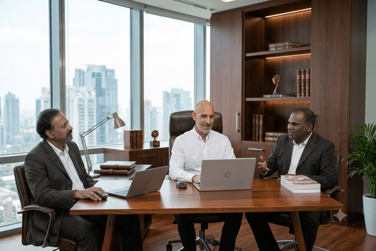 QAGBS co-founders collaborating in a modern office